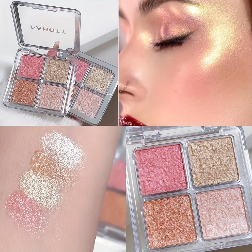 4 Color Face Highlighter Palette Illuminator Palette Natural Glow Waterproof Glitter Shimmer Baked Powder Highlighter Makeup - Julia BeautyJulia MakeupJulia Beauty200001176:200004889#H01H014 Color Face Highlighter Palette Illuminator Palette Natural Glow Waterproof Glitter Shimmer Baked Powder Highlighter Makeup