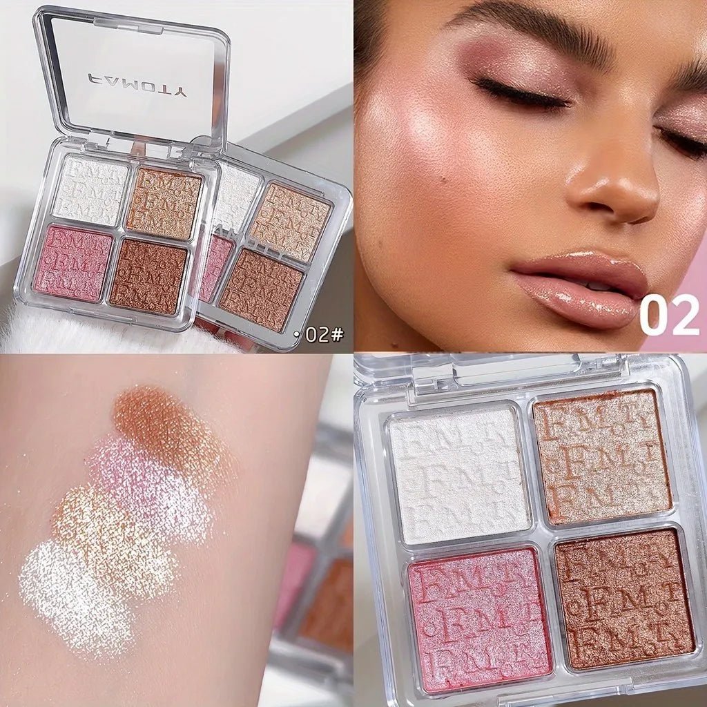 4 Color Face Highlighter Palette Illuminator Palette Natural Glow Waterproof Glitter Shimmer Baked Powder Highlighter Makeup - Julia BeautyJulia MakeupJulia Beauty200001176:1254#H02H024 Color Face Highlighter Palette Illuminator Palette Natural Glow Waterproof Glitter Shimmer Baked Powder Highlighter Makeup